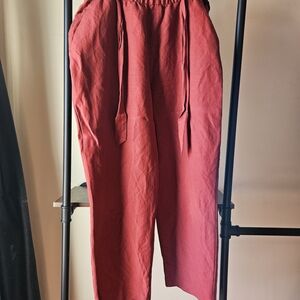 Women's High Waisted Paper Bag Linen Pants